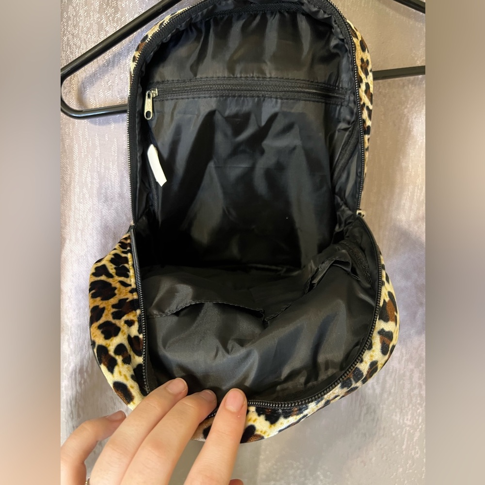 Leopard Print Velour Mini Backpack - image 3